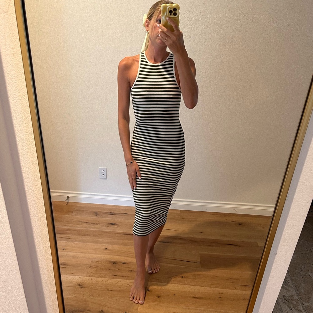 Asos Green and White Stripe Midi Dress